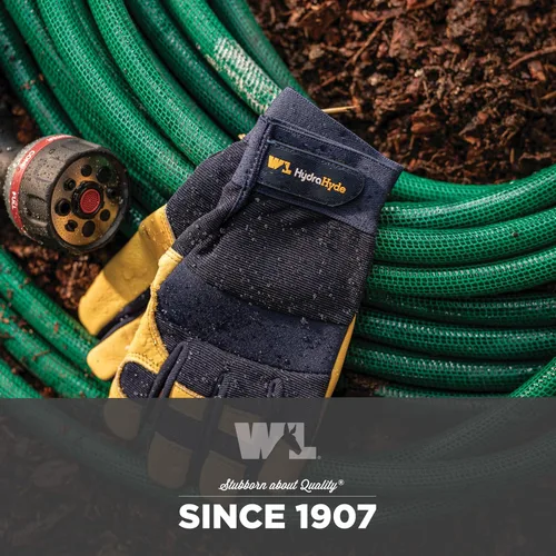 Vista 6 de Wells Lamont Guantes de trabajo de palma de cuero para hombre – HydraHyde cuero resistente al agua, espalda de elastano flexible, cierre ajustable