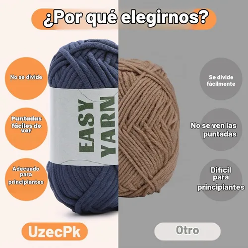 Vista 3 de 12x50g (1.43kg) Hilo de Ganchillo, Hilo para Tejer, 12x79.6m Mezcla de Algodón y Nylon Multicolor para Principiantes con Puntos Fáciles de Ver 12