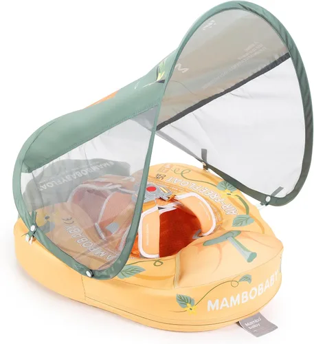 Vista 23 de Mambobaby Flotador con Cola para Bebé con Toldo, Flotador de Piscina Infantil, Entrenador de Natación para Bebés, Flotador de Agua sin Aire, Ángel