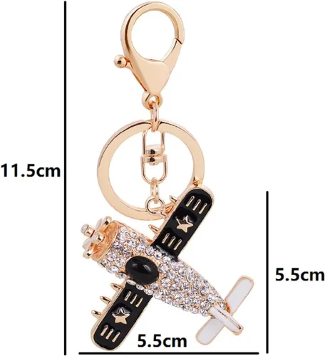 Vista 3 de Llavero de avión para mujer, lindo llavero de avión, llavero de avión brillante, divertidos llaveros de avión, llavero de avión punk, accesorios