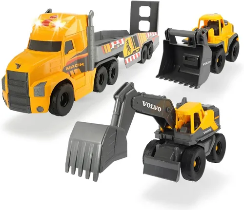 Vista 2 de DICKIE TOYS - Camión Mack de 28 pulgadas con 2 camiones de construcción Volvo