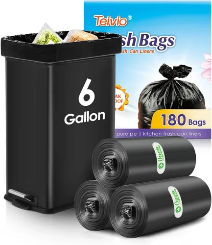 Vista 24 de Bolsas de basura fuertes de 1.2 galones, 220 unidades, bolsas de basura para baño, bolsas de plástico pequeñas para la oficina en casa, cocina, se