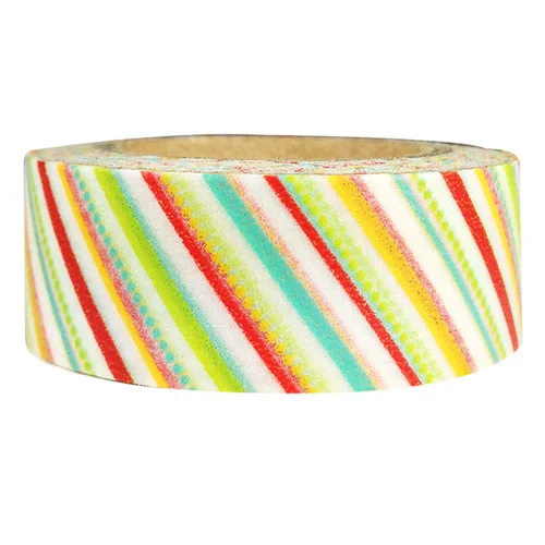 Vista 7 de Wrapables Cinta adhesiva japonesa a rayas Washi - Rayas cortas negras y multicolor