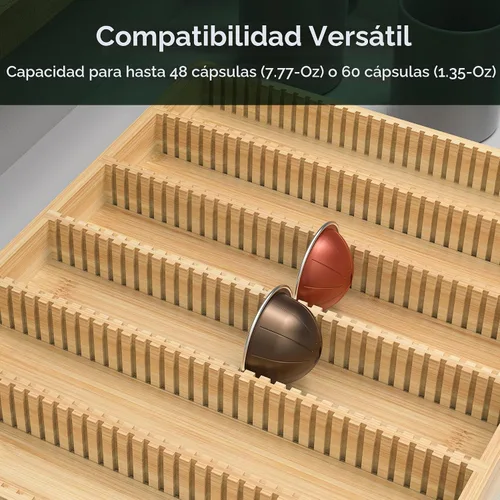 Vista 5 de Organizador de cajones de bambú para cápsulas de café Nespresso