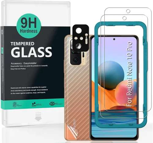 Vista 13 de Ibywind Protector de pantalla para Redmi Note 10 5G/Poco M3 Pro 5G, con 2 piezas de vidrio templado, 1 protector de lente de cámara, 1 película