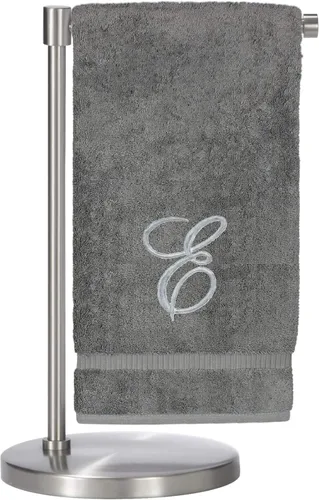 Vista 18 de Script R - Toalla de baño con monograma, regalo personalizado, 27 x 54 pulgadas, juego de 1 toalla bordada con texto dorado, 100% algodón turco Navy