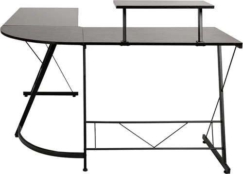 Vista 6 de Flash Furniture Ginny - Escritorio esquinero para juegos en forma de L para ahorrar espacio y estante para monitor, escritorio de computadora de 2