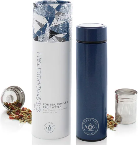Vista 10 de Teabloom - El vaso y termo de viaje ORIGINAL All-Brew El favorito de OPRAH Botella de agua aislada de 16oz/480ml / frasco de té / taza de café