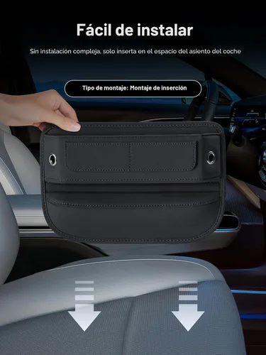 Vista 7 de Owntow Organizador de Espacio para Asiento de Coche Universal de Piel Premium, Organizador de Consola Central con Ranuras para Tarjetas para Coche