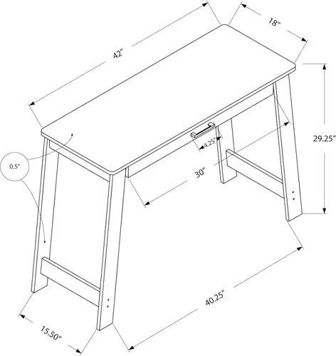 Vista 3 de Monarch Specialties Escritorio para computadora con cajón Capuccino 42"L