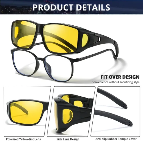 Vista 4 de IGnaef Lentes de conducción de noche para hombres y mujeres, reducen el deslumbramiento y polarizados HD IF0312
