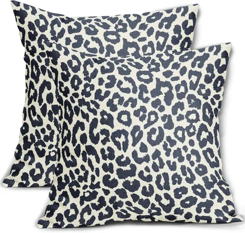 Vista 13 de Juego de 2 fundas de almohada con estampado de leopardo negro de 16 x 16 pulgadas, diseño de animal de guepardo, chinoiserie, fundas de almohada