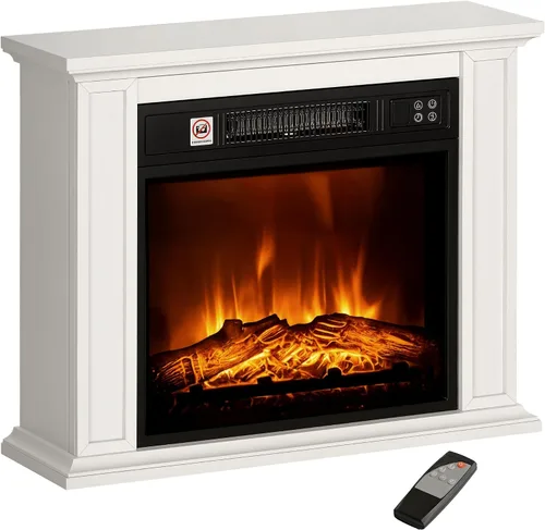 Vista 10 de HOMCOM Chimenea eléctrica de 26" con mantel envolvente Independiente marrón Marrón Oscuro