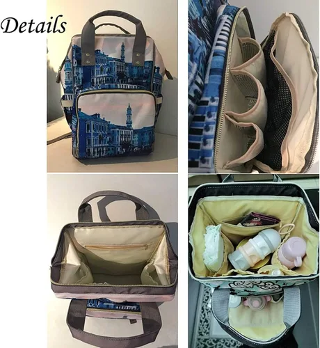 Vista 7 de XOZOTY Antler Woodland - Bolsas de pañales a cuadros con nombre impermeable para mamá, mochila de lactancia, bolsas de bebé, regalos para mujeres