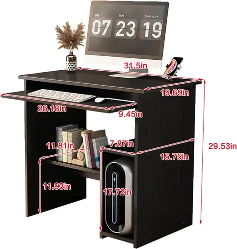 Vista 10 de Escritorio pequeño para computadora para oficina en casa, mesa de juegos compacta para computadora de escritorio y portátil, con cajón