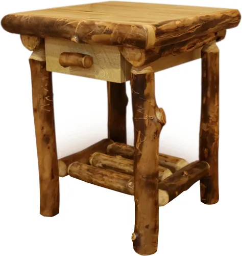 Vista 7 de Furniture Barn USA Adirondack Collection - Mesita de noche con 1 cajón Colección Adirondack