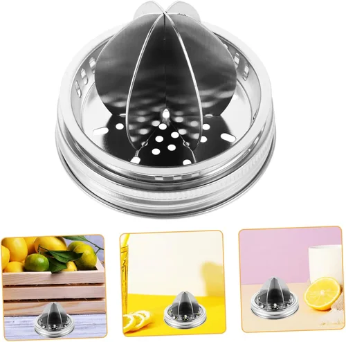 Vista 9 de PRETYZOOM Exprimidor manual de cítricos, exprimidor de limón de mano de acero inoxidable para naranjas, extracción eficiente de jugo con agarre