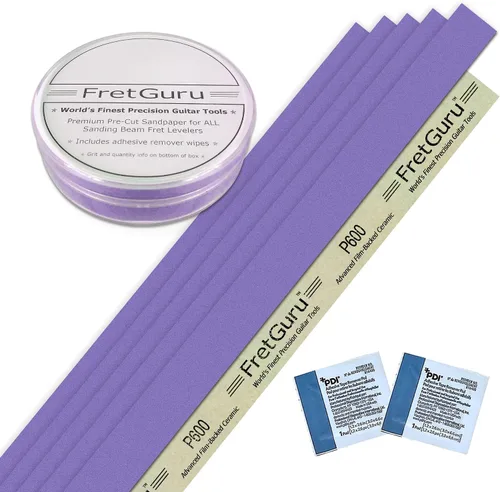 Vista 12 de FretGuru Haz de Lijado Nivelador de Trastes – (10" ~ 250mm) Archivo nivelador profesional para luthier de guitarra incluye papel de lija de 100