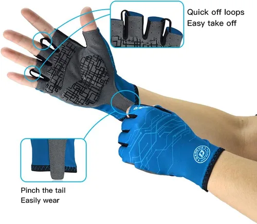 Vista 5 de Darevie Guantes de ciclismo, guantes de ciclismo de medio dedo, suaves y ligeros, guantes de ciclismo acolchados de gel que absorben los golpes