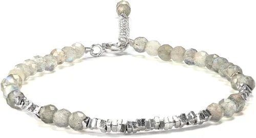 Vista 14 de Pulsera de cuentas de cristal natural de plata 925 hecha a mano. Joyería energética de piedras preciosas facetadas para mujeres, regalo