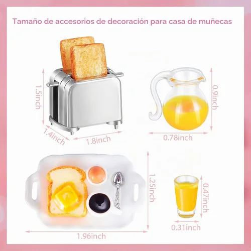 Vista 2 de Accesorios de decoración de casa de muñecas 1:12/1:6, modelo de escena en miniatura, juego de accesorios de cocina para desayuno, juguete