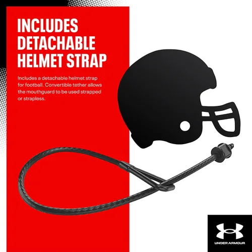 Vista 4 de Under Armour Protector bucal deportivo, ajuste personalizado, incluye correa desmontable para casco
