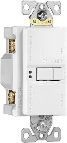 Vista 5 de Eaton GFCI - Receptáculo facial en blanco de autocomprobación 20A -125V con placa de pared de tamaño estándar, color blanco