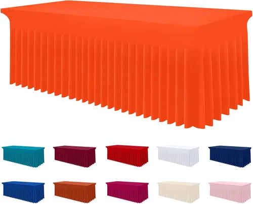 Vista 56 de Smiry Mantel de Spandex, Mantel Elástico Ajustable Extensible para Mesas Rectangulares de 6 Pies, Falda Cubierta de Mesa Impermeable y Lavable