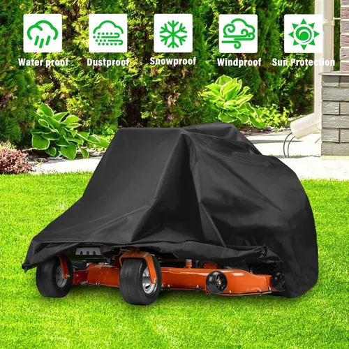 Vista 4 de Cubierta para cortacésped de giro cero, ajuste universal 210D, impermeable, UV, resistente al polvo y al viento para protección al aire libre