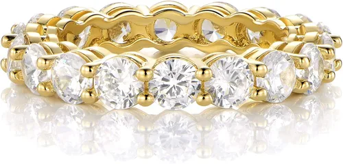 Vista 4 de GEMSME - Juego de 4 joyas con collar de tenis pulsera aretes anillo, chapados en oro amarillo de 18 quilates