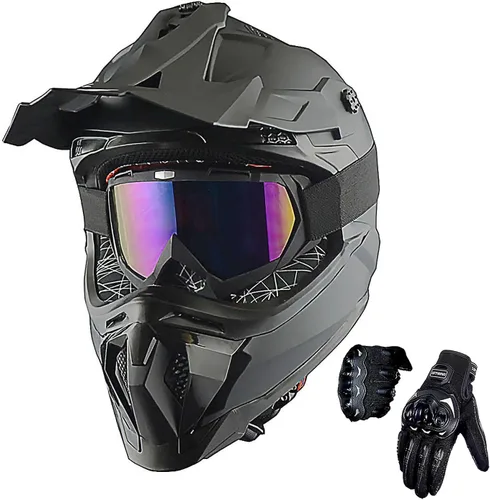 Vista 19 de 1Storm - Casco de motocross para adulto ATV Dirt Bike BMX MX, estilo pista de montaña JH601; paquete de casco de fibra de carbono negro, gafas