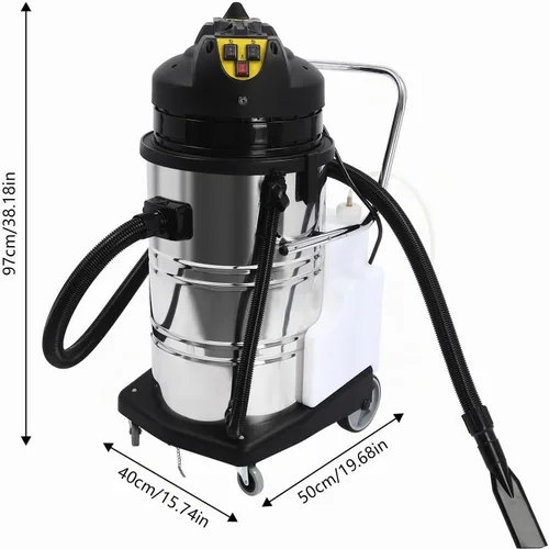 Vista 4 de Máquina comercial de limpieza de alfombras, 2110 W, 110 V, 80 L/11 galón, profesional, comercial, 3 en 1, limpiador de cepillo de piso, extractor