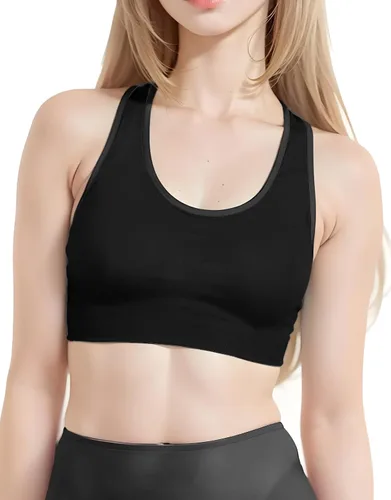 Vista 3 de Match - Brasier deportivo para mujer, sin varillas, sin costuras, con relleno, espalda cruzada, brasier de yoga para entrenamiento, gimnasio, ropa