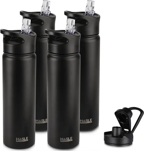 Vista 38 de HASLE OUTFITTERS Botella de agua aislada de 22 onzas, botella de agua de acero inoxidable de doble pared de boca ancha con tapa de popote y tapa