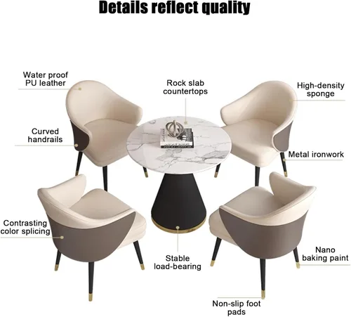 Vista 2 de YVYKFZD Juego de mesa y silla para sala de recepción de oficina, mesa auxiliar para sala de conferencias, juego de mesa de comedor simple para Azul