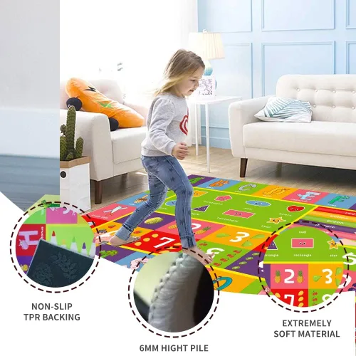 Vista 3 de ABC - Alfombra educativa de animales del alfabeto – Alfombra interactiva de aprendizaje para niños pequeños y bebés con números y formas, alfombra