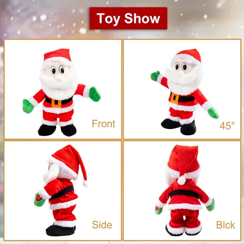 Vista 4 de Papá Noel que camina cantando bailando música twerking temblando Papá Noel animado de Navidad eléctrico juguetes de Papá Noel muñecas regalo