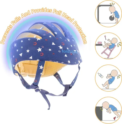 Vista 5 de IULONEE Protector de Cabeza de Bebé Casco de Protección para Bebés Casco de Paseo para Niños Pequeños Gorra Protectora Ajustable para Bebé Casco