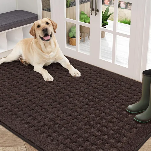 Vista 27 de BEQHAUSE Tapetes para puerta de 20 x 32 pulgadas, tapete antideslizante de punto gofre, de perfil bajo, resistente a la suciedad y absorbente, Beige