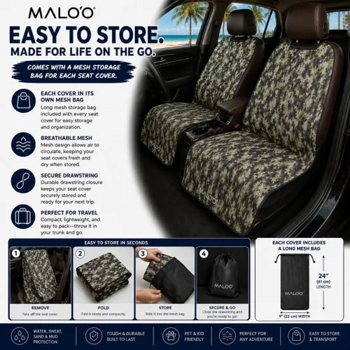 Vista 6 de Malo'o Funda impermeable para asiento de automóvil, protector universal de asiento de neopreno para automóviles, camiones y SUV, protege contra