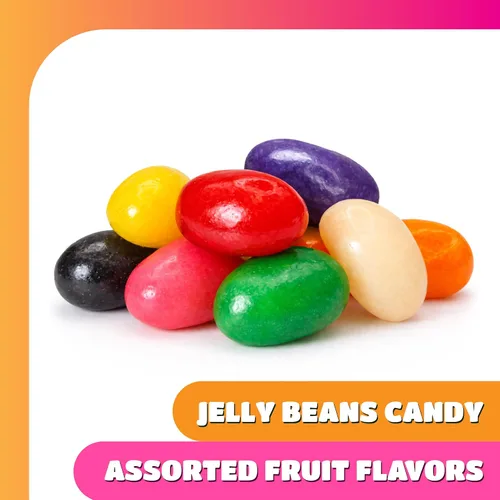 Vista 3 de Jelly Beans, caramelos masticables, sabores surtidos de frutas y regaliz