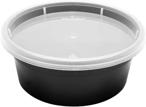 Vista 7 de Karat [8oz - 240 ct PP negro moldeado por inyección redondo recipientes de delicatessen con tapas (FP-IMDC8-PPB)