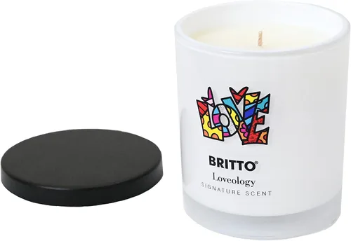 Vista 3 de Britto Romero - Vela grande con aroma Loveology – Vela clásica de verano de una sola mecha de 12 onzas con más de 110 horas de tiempo de combustión