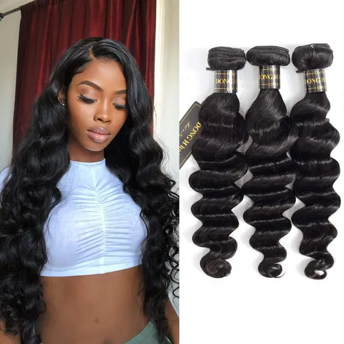 Vista 15 de Mechones de cabello suelto con ondas profundas peruanas con cierre, (16"18"20"+14Cierre) Extensiones de cabello peruano virgen 8A con mechones