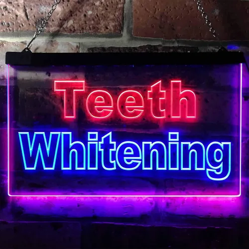 Vista 2 de ADVPRO Teeth Whitening Dentist Display Dual Color LED Neon Sign Blue & Red 24" x 16" st6s64-j0996-br