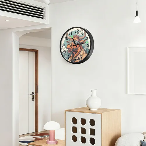 Vista 6 de Battery Operated Silent Non-Ticking Clock Luminous Voice-Activated Decor Clock Beige Retro Cow 12 Inch Decorative for Kitchen Living Room Home Office