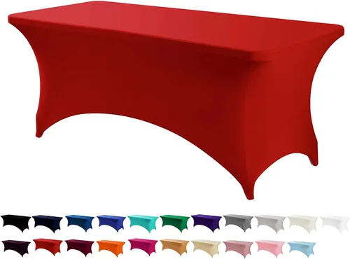 Vista 51 de Peomeise - Funda de mesa de elastano de 4 pies, mantel rectangular elástico de elastano (verde manzana, 4 pies)