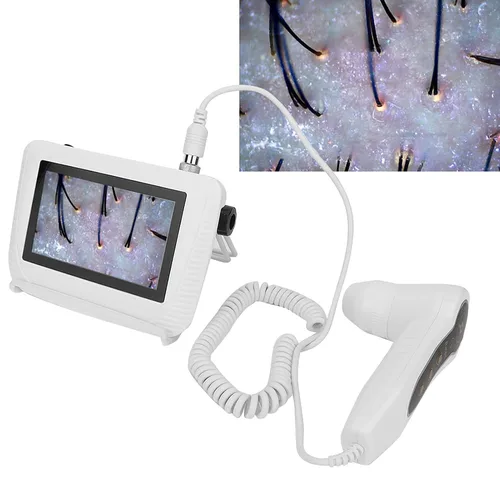 Vista 9 de Analizador del pelo de la piel de 5 pulgadas, detector del cuero cabelludo del pelo, equipado con dos lupas de diseño recargable imagen intuitiva
