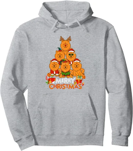 Vista 3 de Chow Chow Merry Christmas Tree Lights Dog X-Mas Dogs Pullover Hoodie
