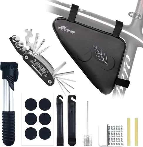 Vista 9 de NDakter Bolsa de almacenamiento para cuadro de bicicleta, bolsa triangular impermeable de 2L para bicicletas, paquete de ciclismo para teléfono